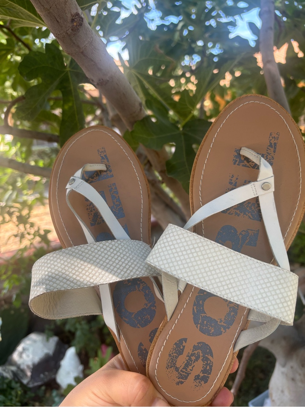 Sorel Ella II Easy Flip Flop White Slide Sandal Full Grain Leather 9.5